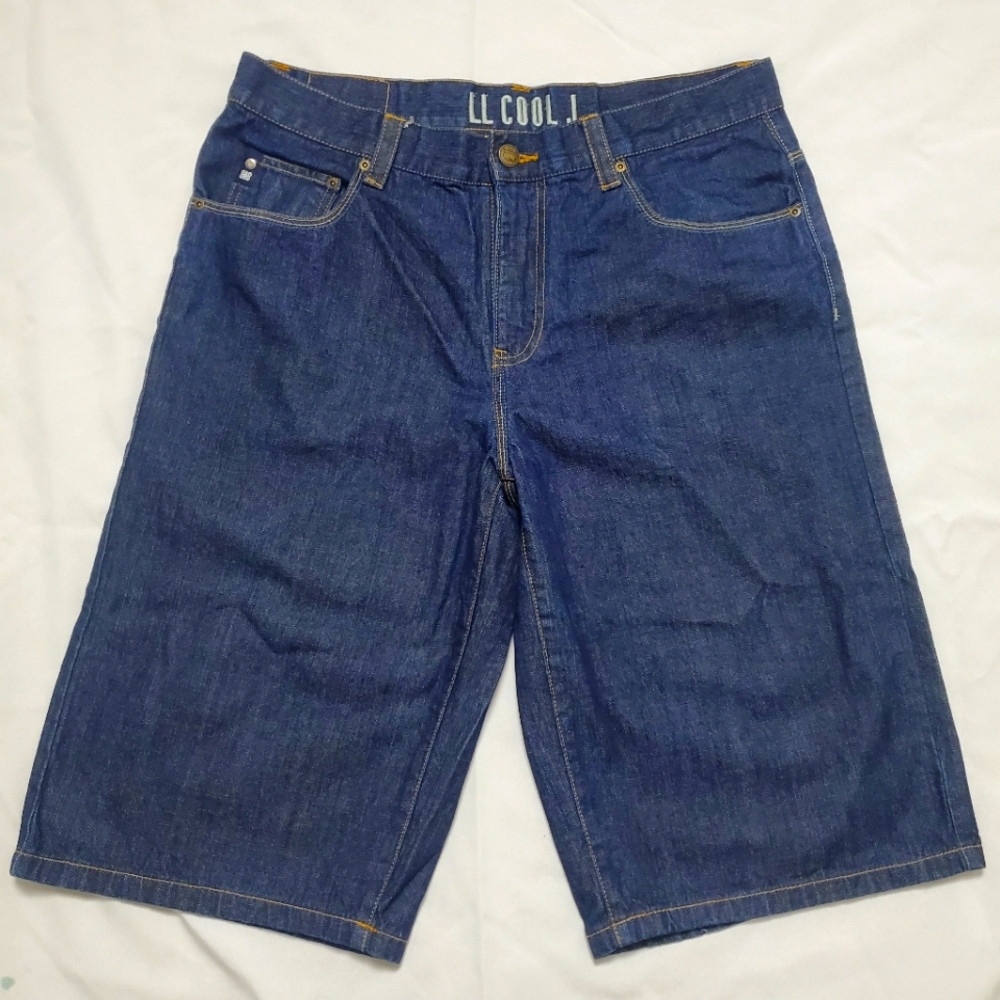 LL Cool J Men’s Jean Shorts Blue Denim – Waist 34, Classic Fit